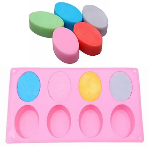 

12pcs 8-Cavity Oval Shape Soap Mold Silicone Chocolate Mould Tray Homemade Making DIY