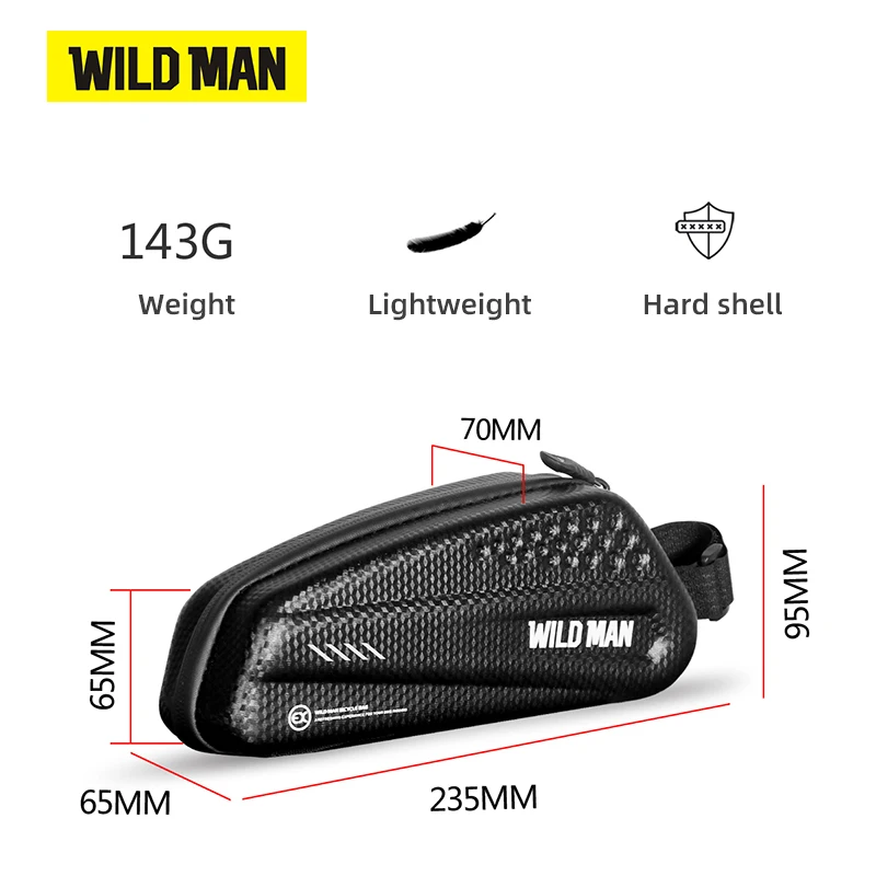 WILD MAN Bicycle Bag Top Tube Pannier Rainproof Waterproof Front Frame Bag EVA Hard Shell Carbon PU MTB Road Bike Accesorios