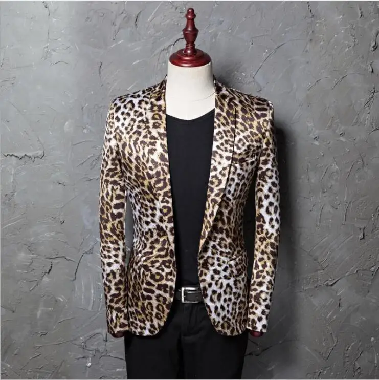 Free Shipping Men's Brand Blazers Fashion Slim Leopard Print Suit Casual Outerwear Leopard -iron Leisure Club Jacket Coat S-5xl