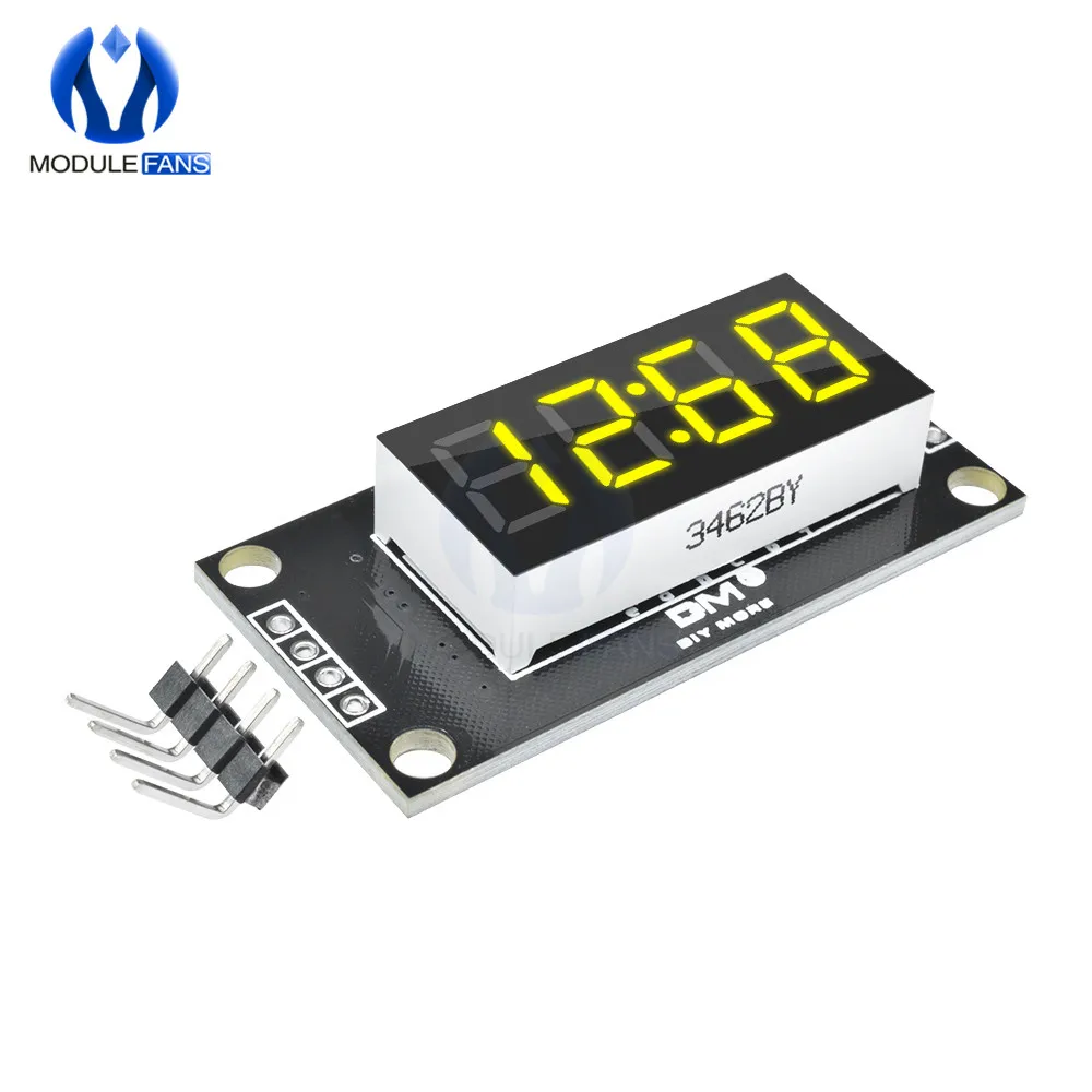 Tm1637 módulo de tela led de 0.36 polegadas, 4 dígitos, 7 segmentos com relógio digital e pontos decimais, amarelo