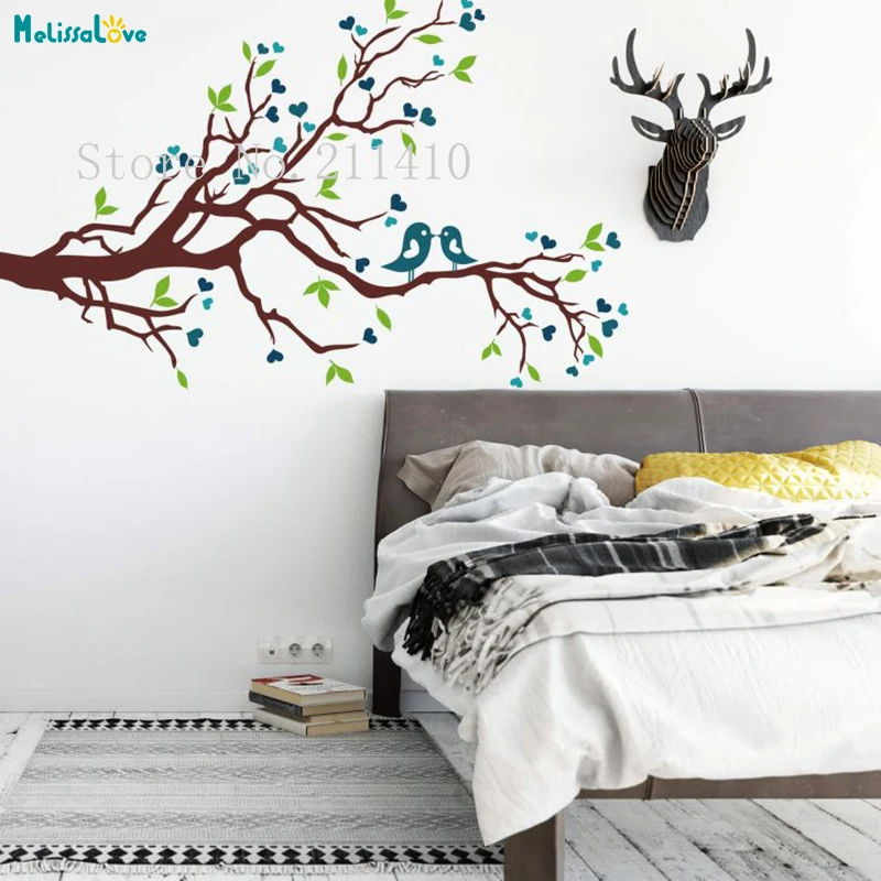 Tree Wall Sticker Vinyl Loving Sparrows Decals Home Decor For Living Room Bedroom Self-adhesive Unique Nursery Art Murals YT556