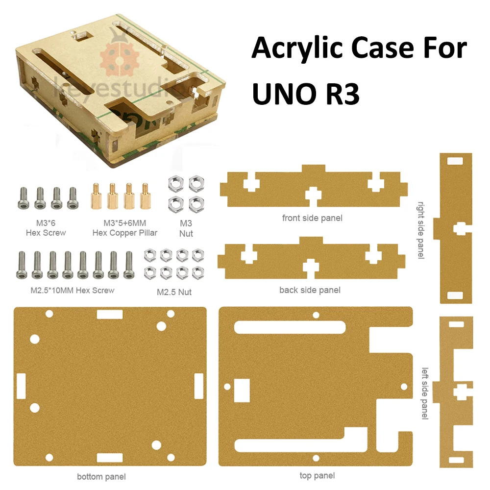 HI-Q Keyestudio One set Transparent Acrylic  Box Clear  Enclosure for Arduino UNO R3 Case With Screws