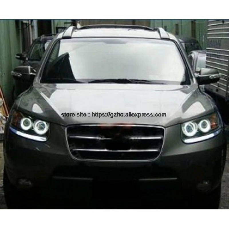 For Hyundai Santa Fe santafe 2007 - 2012 Ultra Bright Day Light DRL CCFL Angel Eyes Demon Eyes Kit Warm White  Ring