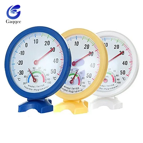 Thermometer Hygrometer Mini Round Clock-shaped Measuring Indoor Outdoor Wall Temperature Humidity Thermometer Meter Gauge