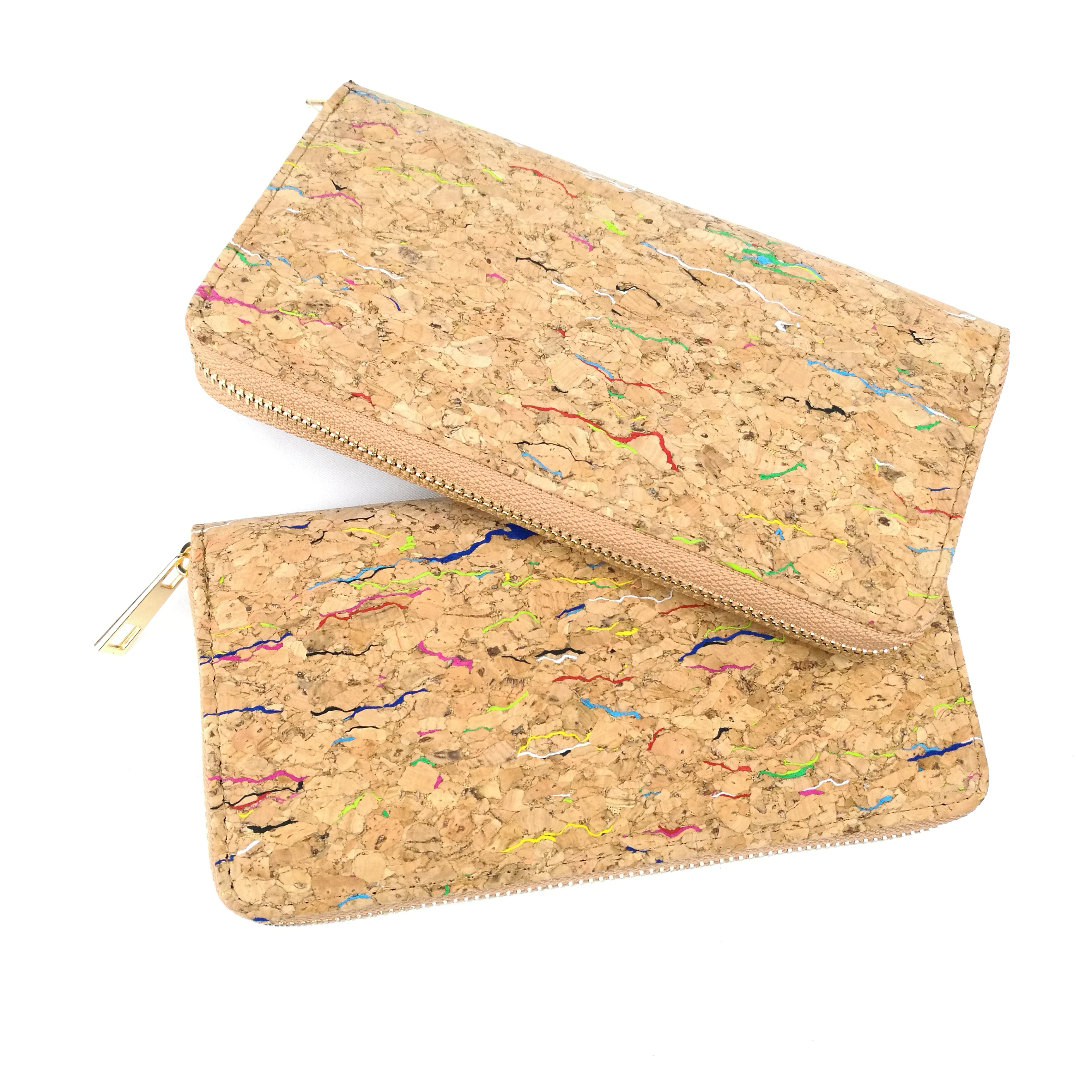 Rustic Natural Color Long Women Cork Wallet Vegan Credit Card ID Holder Classic Women Wallet