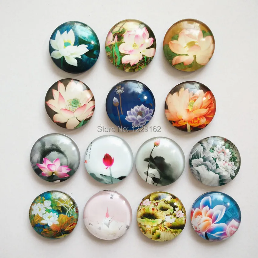 

Free shipping (14pcs/lot) Lovely Flowers Crystal Glass fridge magnet Round Cartoon message sticker Home Decor kids gift