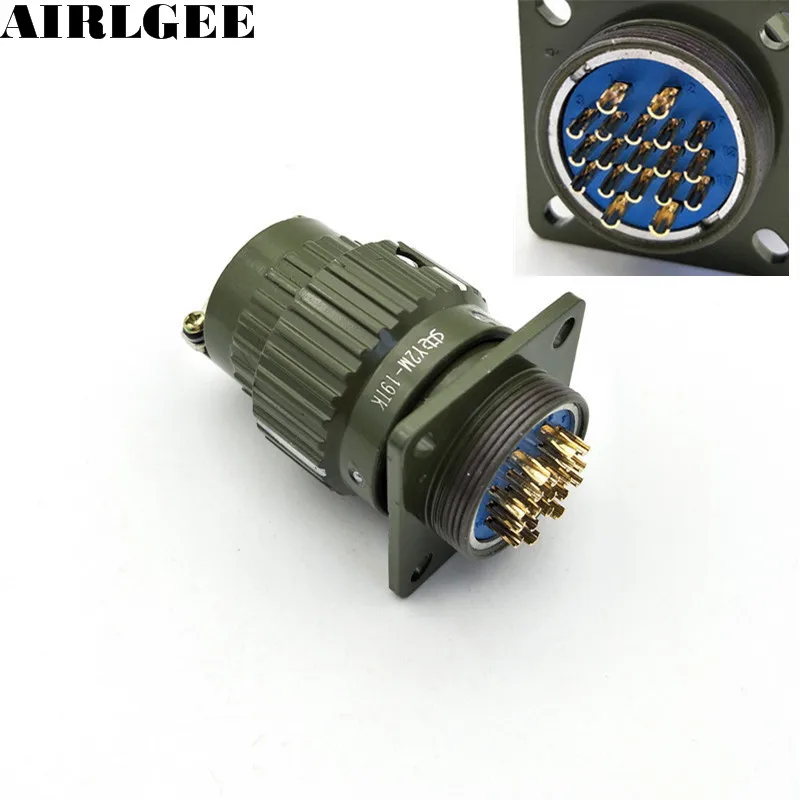

Военный Y28M-19TK авиационный разъем, позолоченный 19-контактный круглый разъем, армейский зеленый цвет, бесплатная доставка