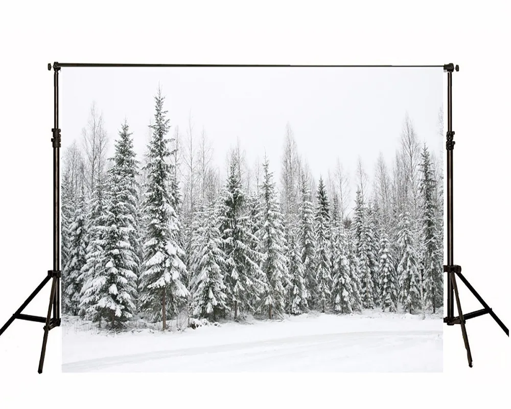 

VinylBDS 10x10ft Snow Tree Photography Backgrounds Spectacular Cedar Forest Frozen Snow Winter Background Backdrop