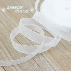 (50 yards/roll) 12/15/20/25/40/50mm Organza ribbons wholesale white gift wrapping decoration Christmas ribbons