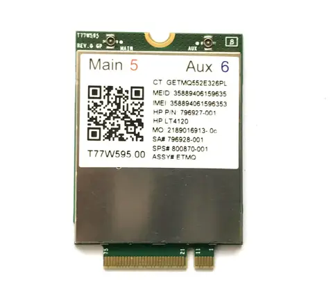 Lt4120 X5 LTE T77W595 796928-001 4G WWAN M.2 150Mbps Modem HP Elite x2 840 850 G3 640 650 645 G2