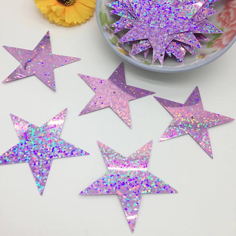 LNHOME 50g/Lot 54mm Laser Pink Star Sequins With 2 Hole Sequins PVC Paillette Loose Flat Garment Accessories Christmas Sequins