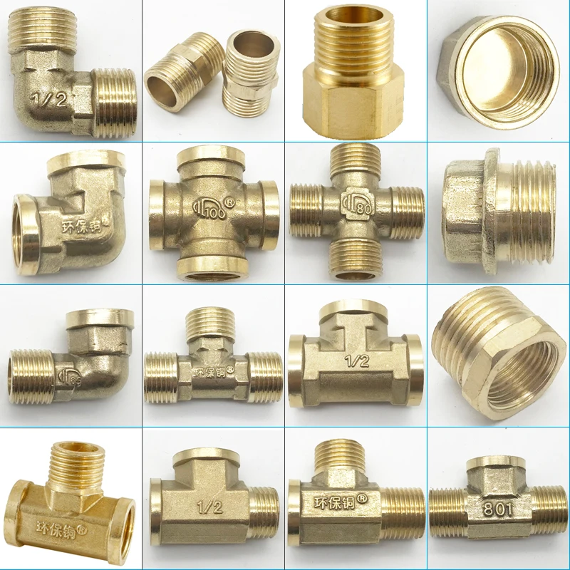 

2Pcs Brass Pipe Fitting 4 Way Connector Cross 1/4" 3/8" 1/2" Male Thread Copper Barbed Coupler Adapter Coupling