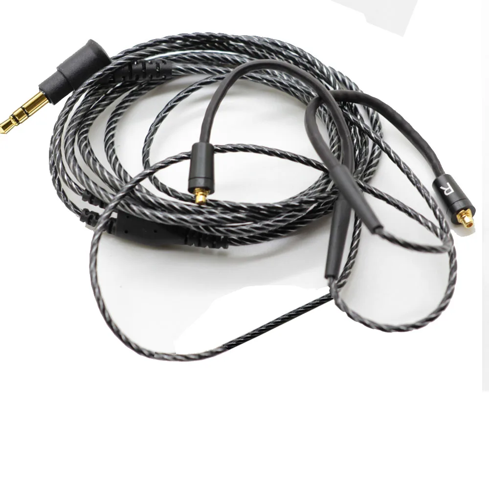 MMCX SE215 Cáp MIC Đơn Tinh Thể Đồng Dây Có Thể Tháo Rời Dây Cho Shure SE215 SE315 SE425 SE846 Tai Nghe Cáp