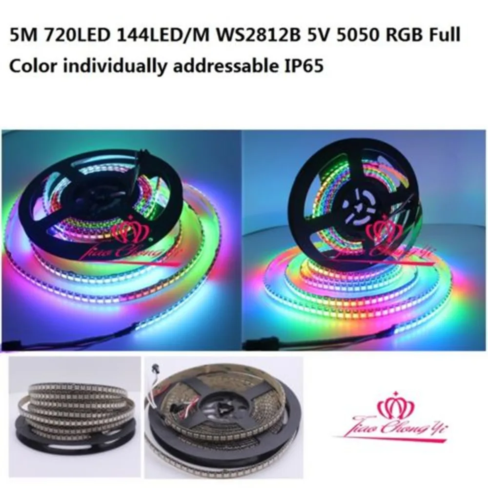 

Hot New 5M 720LED 144LED M WS2812B 5V 5050 RGB Full Color individually addressable IP65