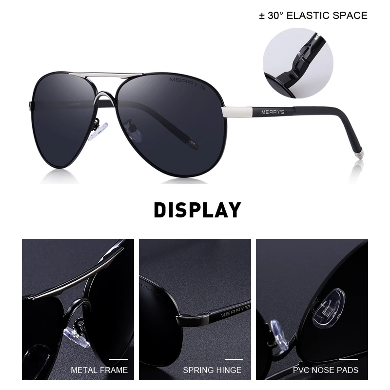 MERRYS Men Classic Pilot Sunglasses HD Polarized Aluminum Driving Sun glasses Luxury Shades UV400 S8513