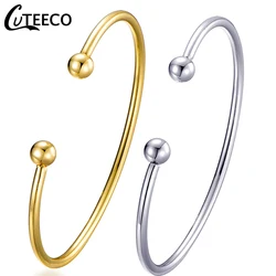 CUTEECO-brazalete abierto sencillo para mujer y niño, pulsera de marca de estilo europeo, Color dorado y plateado, joyería de moda