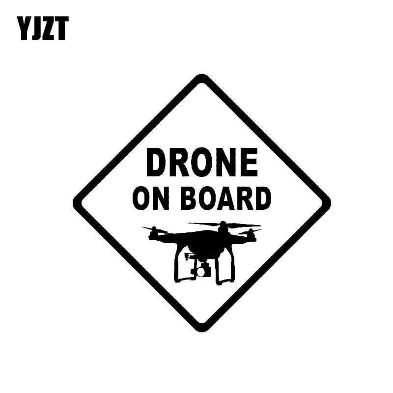 YJZT 13.5CM*13.5CM DRONE ON BOARD Vinyl Decal UAV Quadcopter Car Sticker Black/Silver C3-0172