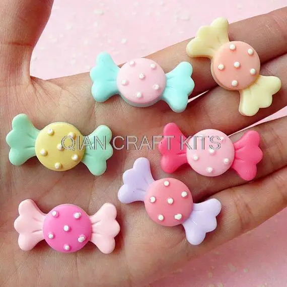 

120pcs big Candy Cabochon Set Assorted Bowtie Candy Mix Pastel Color 32mm Kawaii Sweets Decoden Cell Phone Deco