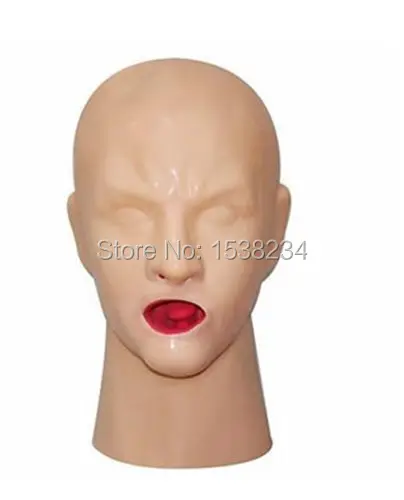 SKIN Latex Mask with Red Mouth Sheath Tongue and Nose Tube(FIT 59-63CM )