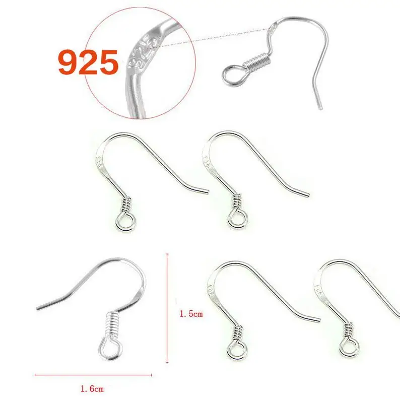 925 Sterling Silver Findings Earring Hooks Clasp Accessories For Jewelry Making Wholesale Parts Jewelry