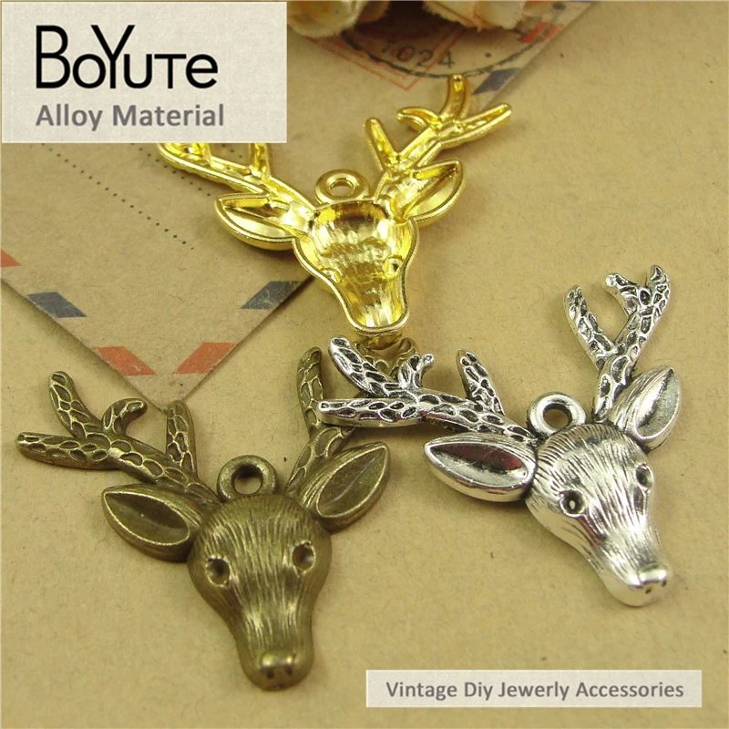 BoYuTe (50 Pieces/Lot) 36*37MM Antique Bronze Silver Plated Zinc Alloy Materials Deer Pendant Diy Jewelry Accessories