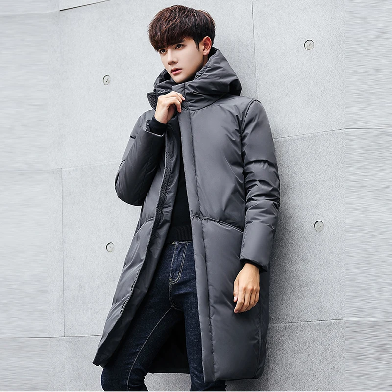 

2018 new fashion Jackets Men Warm Hooded Jacket Cotton Thick Casual Solid Zipper Pockets Long Outwears RE0922