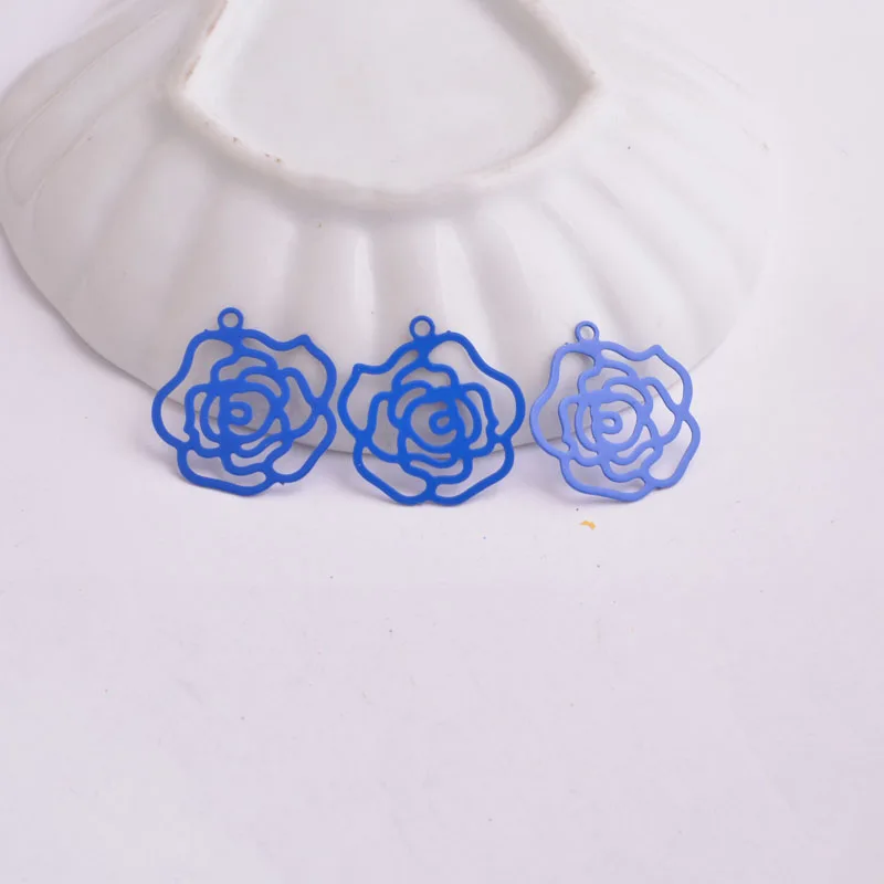 50 Stück AC2817 Messing Schwarze Blumenanhänger 20mm Kupferanhänger DIY Schmuckherstellung – Detail 7