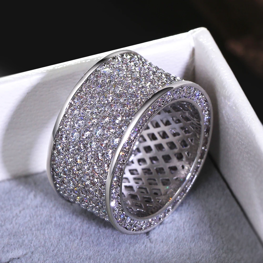 

YLMyself Circle Ring, Gold & White-Color Micro Pave CZ, Wide Finger Rings, Fashion Jewelry, Wholesale Rings for Women