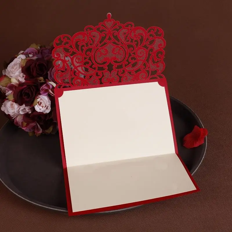 2016 NEW Vintage Wedding Supplies China Laser Cut Luxurious Wedding Invitations Red Elegant Wedding Invitation Paper Cards 50pcs