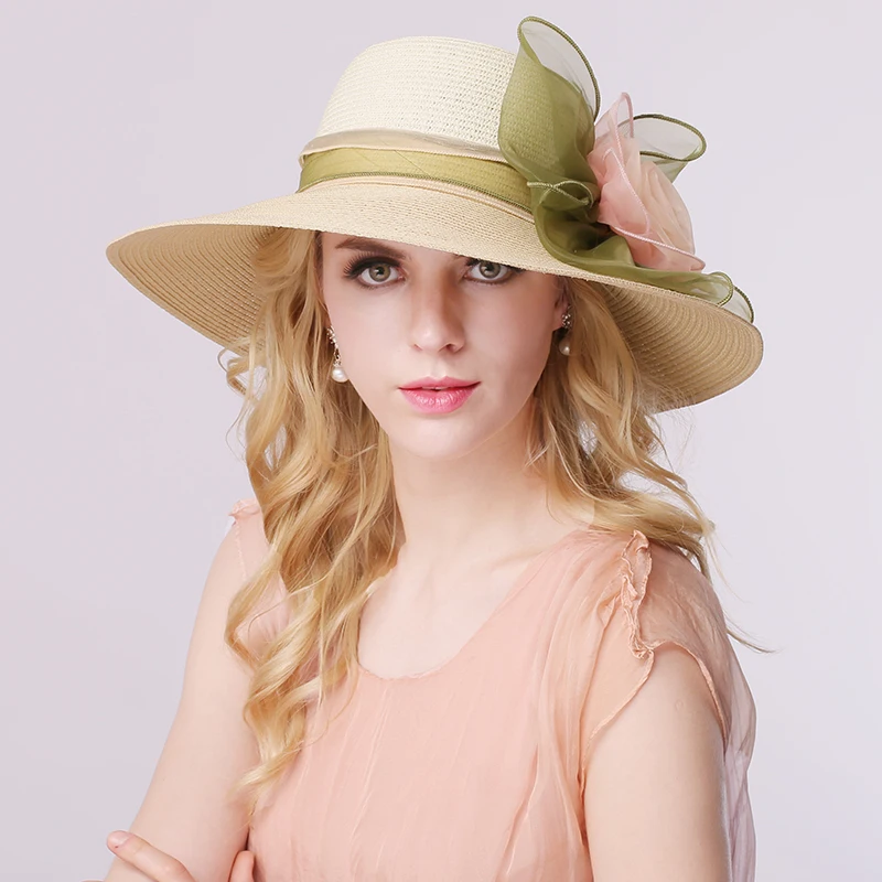 2018 Fashion Lady Straw Sun Hat Women Ladies Summer Beach Panama Wide Brim Sun Cap Foldable Female Outside Hat  B-3146