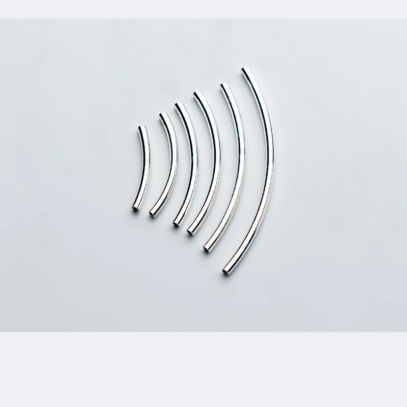 1pc 100% 925 Sterling Silver Long Bend Tube Beads 20-40mm Bracelets Necklace Silver Bangle Spacer Beads DIY Jewelry Accessories