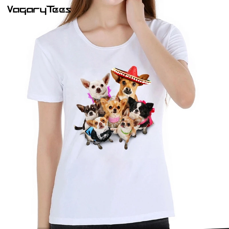 Chihuahua Retro Beauty print T-Shirt summer cute women Tshirt funny dog family design Girl Tops fashion casual Tee ladies tshirt