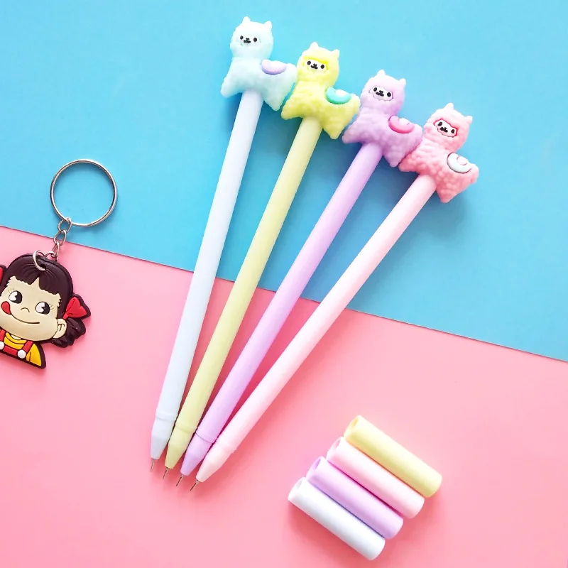 1 PCs Korean Creative Small Fresh Black Student Carbon Signature Pen Cartoon Alpaca Neutral Pen