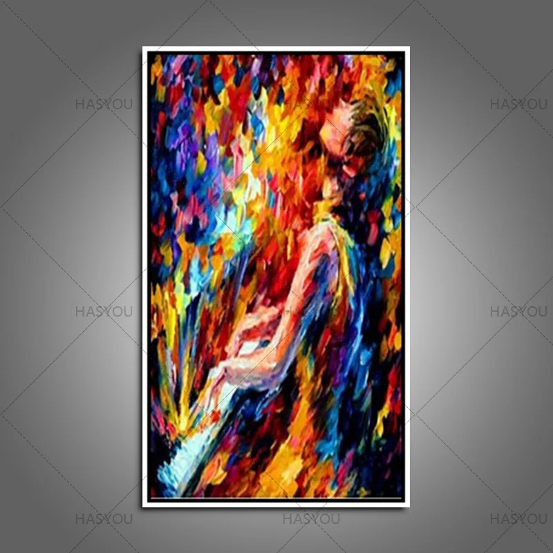 2022 100%handpainted Freeshipping Wall Art Knife Oil Painting Pianist On Canvas For Modern Home and Weding Party Decor