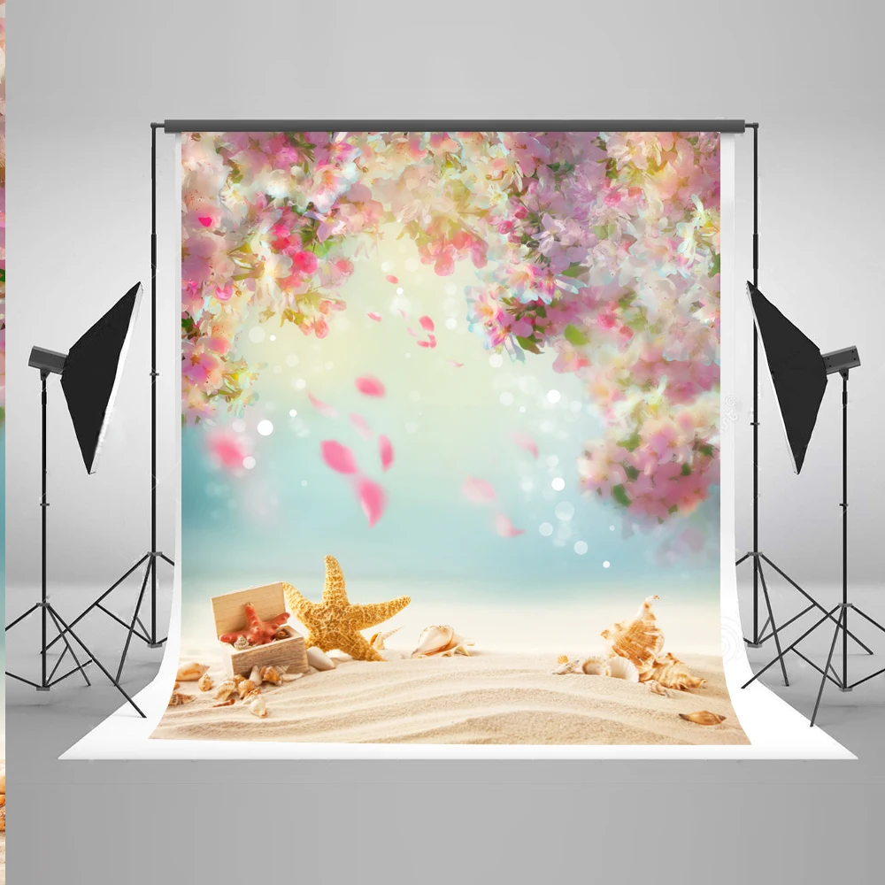 

VinylBDS Children Flower Photography Backdrops Beach Starfish Backgrounds Scenic Photography Backgrounds Photo Booth Backdrops