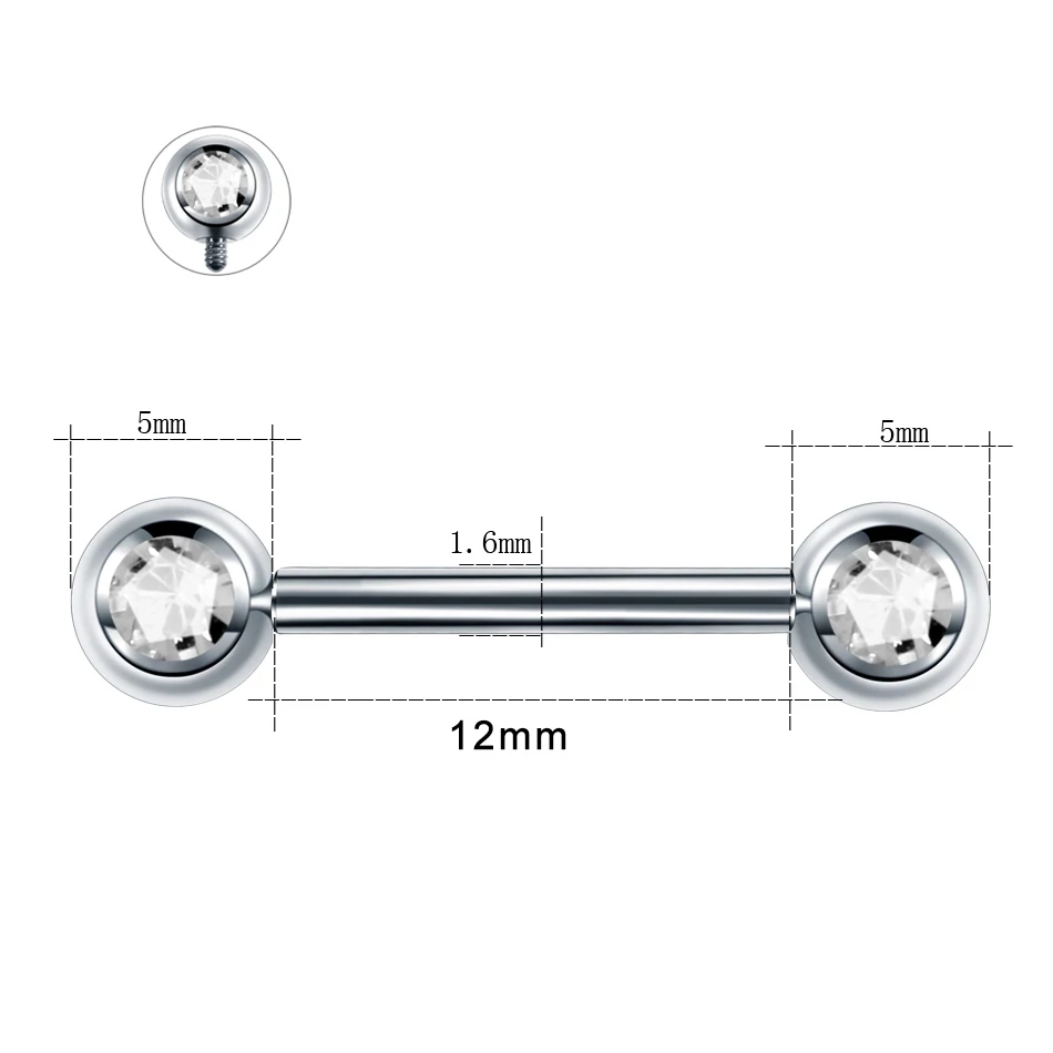 1PC Titanium Opal Nipple Shiled Bars Piercing 14G Internally Thread Sexy Mamilo Piercings Tongue Barbell Piercings Women Jewelry