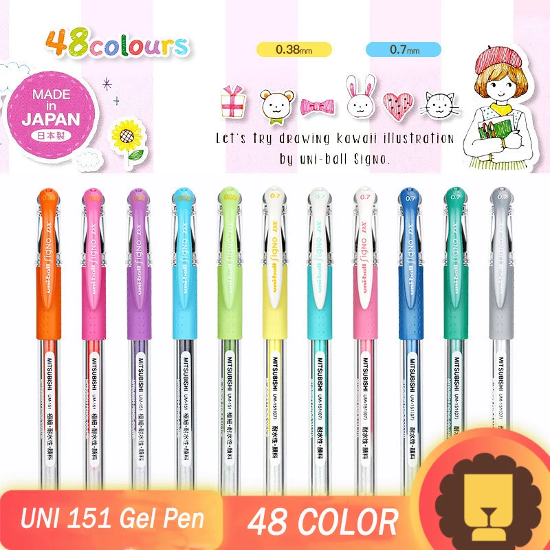 

1pc Japan 0.38/0.7mm Mitsubishi Uni-Ball/ Rollerball Signo 151 Metal/ Milk Color Minimal Gel Ink Office signing Waterproof Pen