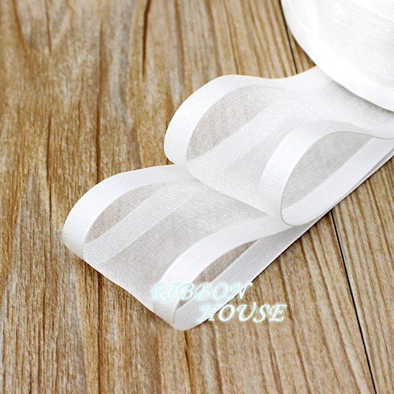 (10 yards/roll) 38mm White broadside organza ribbon wholesale gift wrapping decoration ribbons