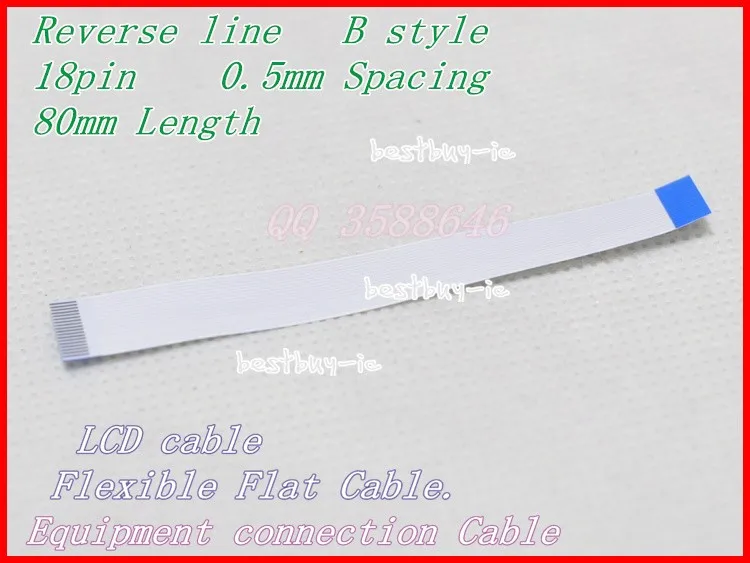 0.5mm Spacing +80mm Length +18Pin B / Reverse line Soft wire FFC Flexible Flat Cable. 18P*0.5B*80MM