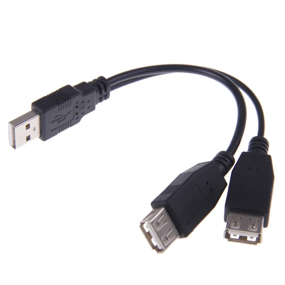 CY USB 2.0 A Female to Dual Data USB 2.0 A Male + USB 2.0 A Female Extension Cable