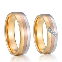 Classic Marriage Alliances Promise Wedding Rings For Couples Men And Women Titanium Stainless Steel Jewelry Rose Color
