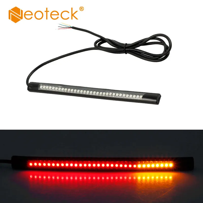 Neoteck Universal Flexible 48LED Motorcycle Bike Stop Turn Signal Strip Light 3528 SMD DC 12V Motorcycle Strip Light Red Amber