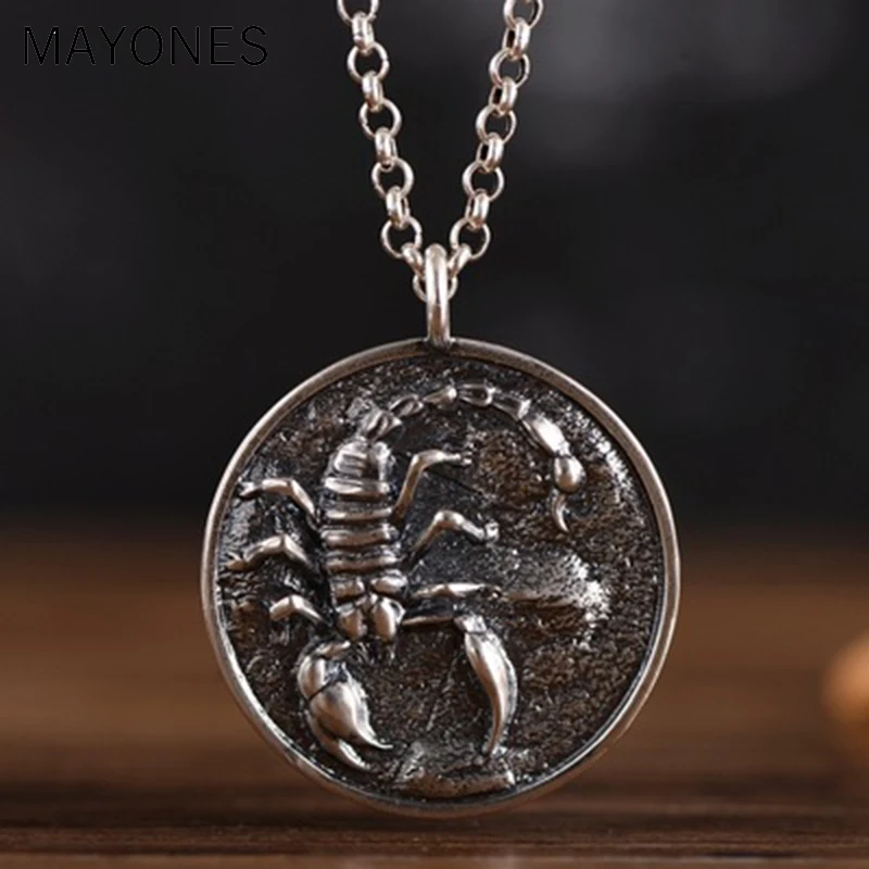 MAYONES Personality Scorpion Round Pendant  Fashion 925 Sterling Silver Pendant Birthday Gifts Creative Men Women Accessories