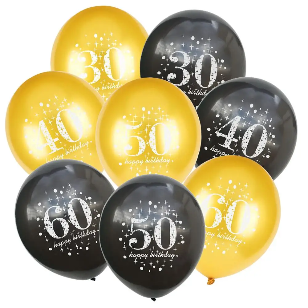 5pcs/lot Birthday balloon writting number 16 18 30 40 50 60 70 80 90 years old Birthday party digital ballon Latex Globos