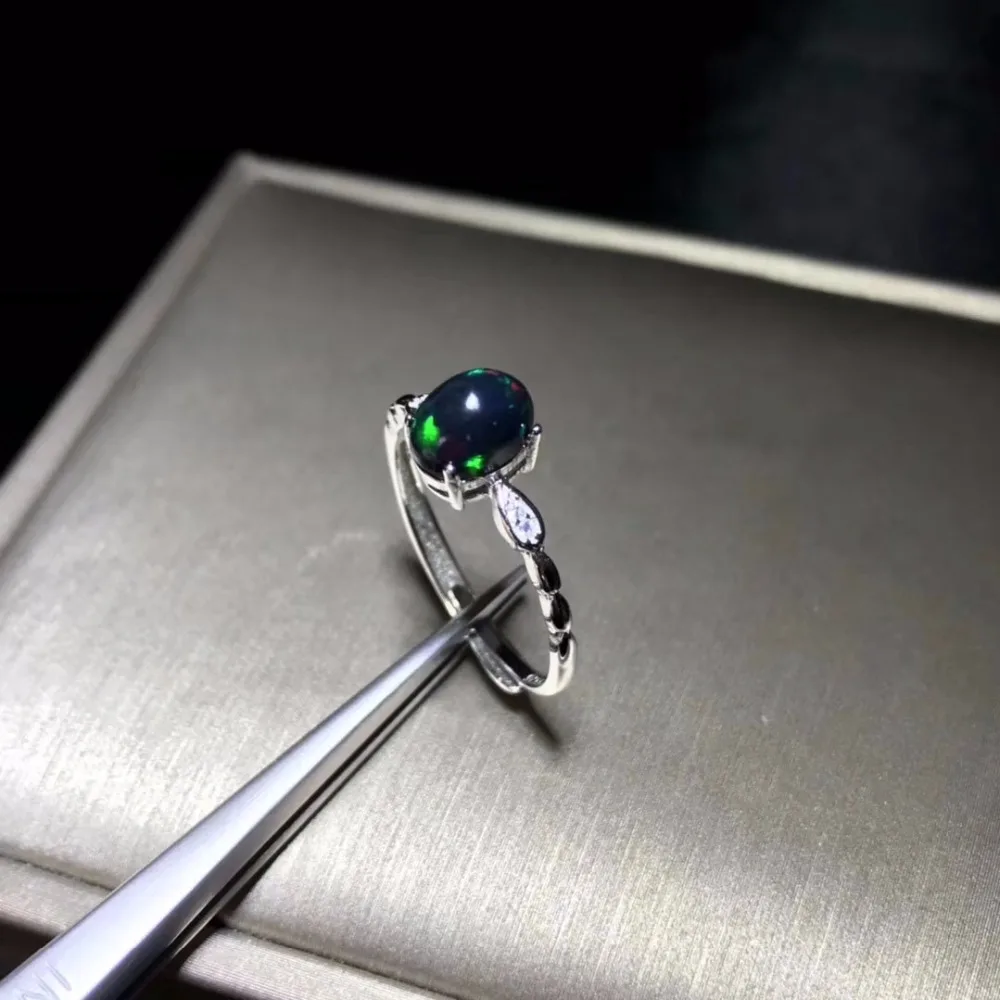 

Simple and exquisite, natural black Opal ring, rare gemstone, 925 Silver