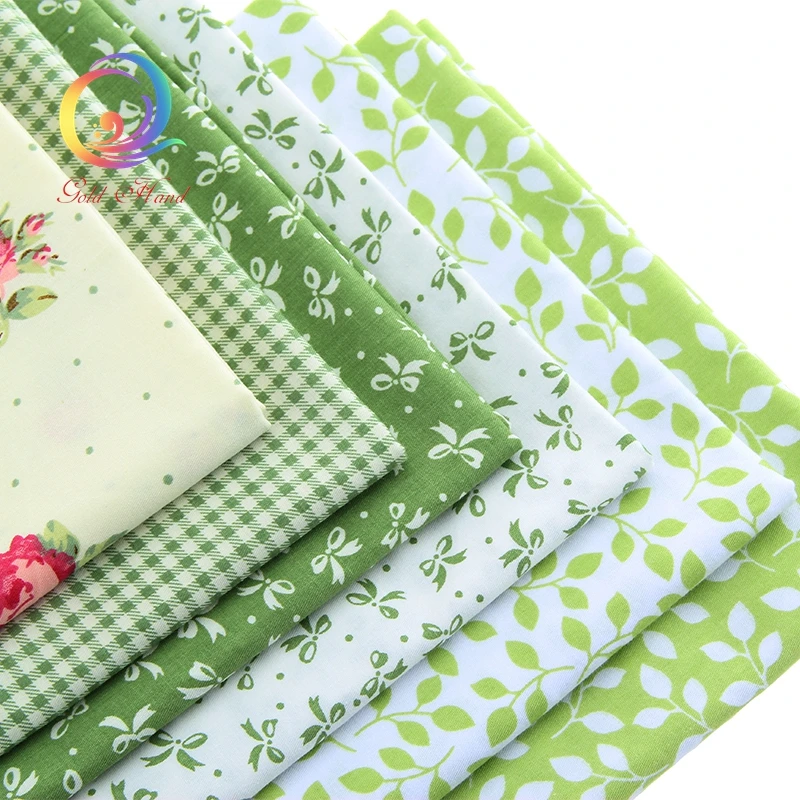 

Haisen,Printed Twill Cotton Fabric Patchwork For DIY Sewing Quilting Handmade Cloth Set Textile Material Green 6pcs/Lot 40x50cm