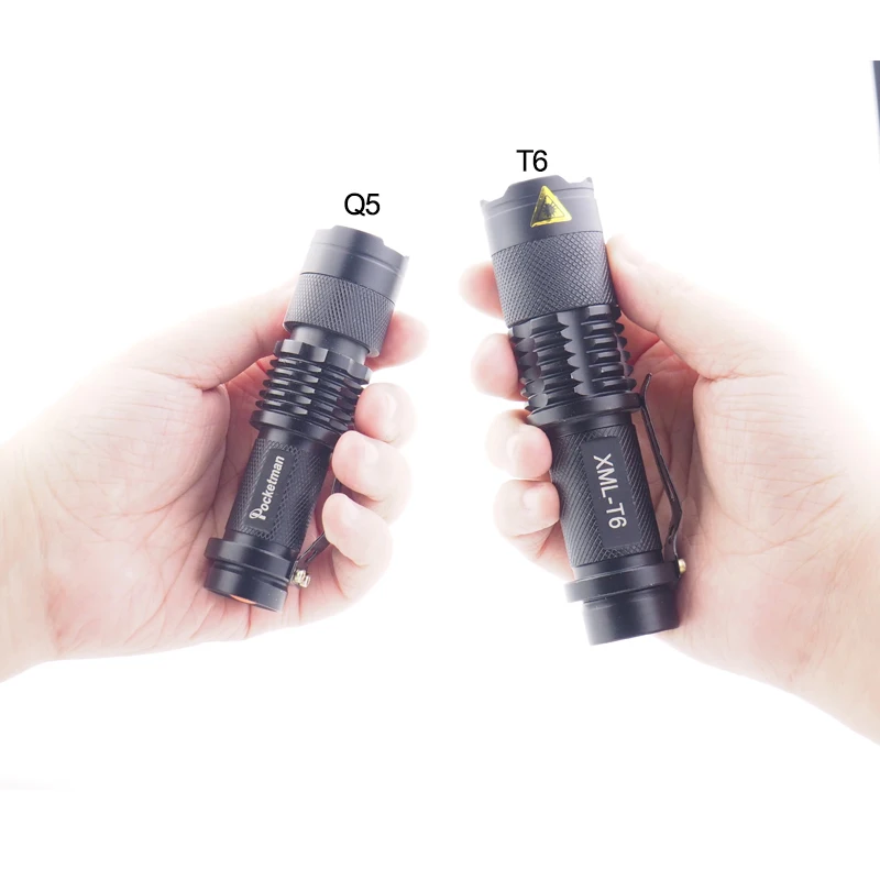 4000LM Mini LED Flashlight Q5 LED Torch Adjustable Focus Zoom Flash Light Lamp use 14500 and 18650 battery Give gift