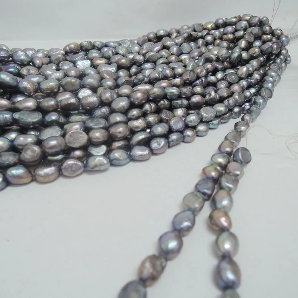 7-8 mm 100% Real freshwater loose pearl beads,gray color pearl ,baroque shape-high luster-AAA pearls