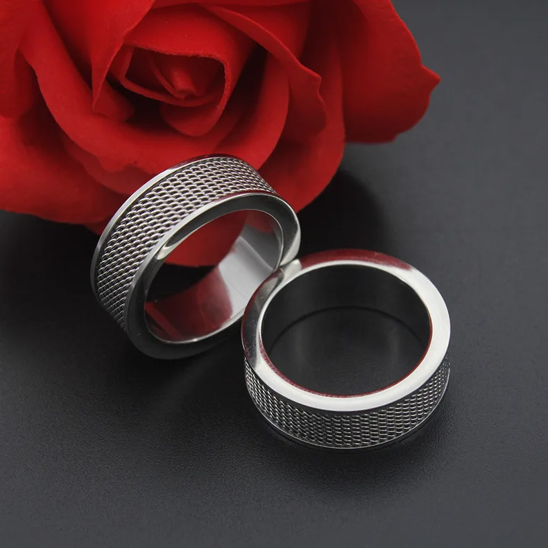 Vintage hollow out silver color 316L stainless steel Ring Punk Rock Chain Men Jewelry Men lord Wedding Band male ring for lovers