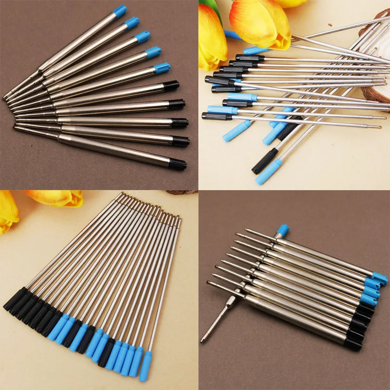 10 Pcs Universal Standard Style Ballpoint Pen Refills Replacement Black and Blue Ink Refills 0.7/1.0 mm School Office Supplies